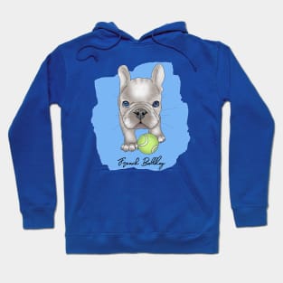 French Bulldog puppy on blue Hoodie